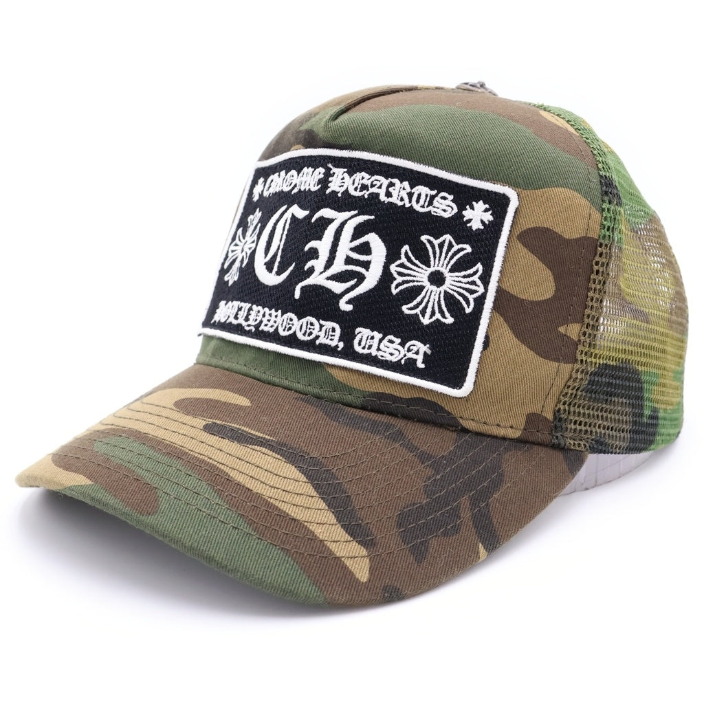 CHROME HEARTS(クロムハーツ) TRUCKER CAP CHパッチ クロスボール付 メッシュ トラッカーキャップ 帽子 カモフラ グリーン/ブラウン
