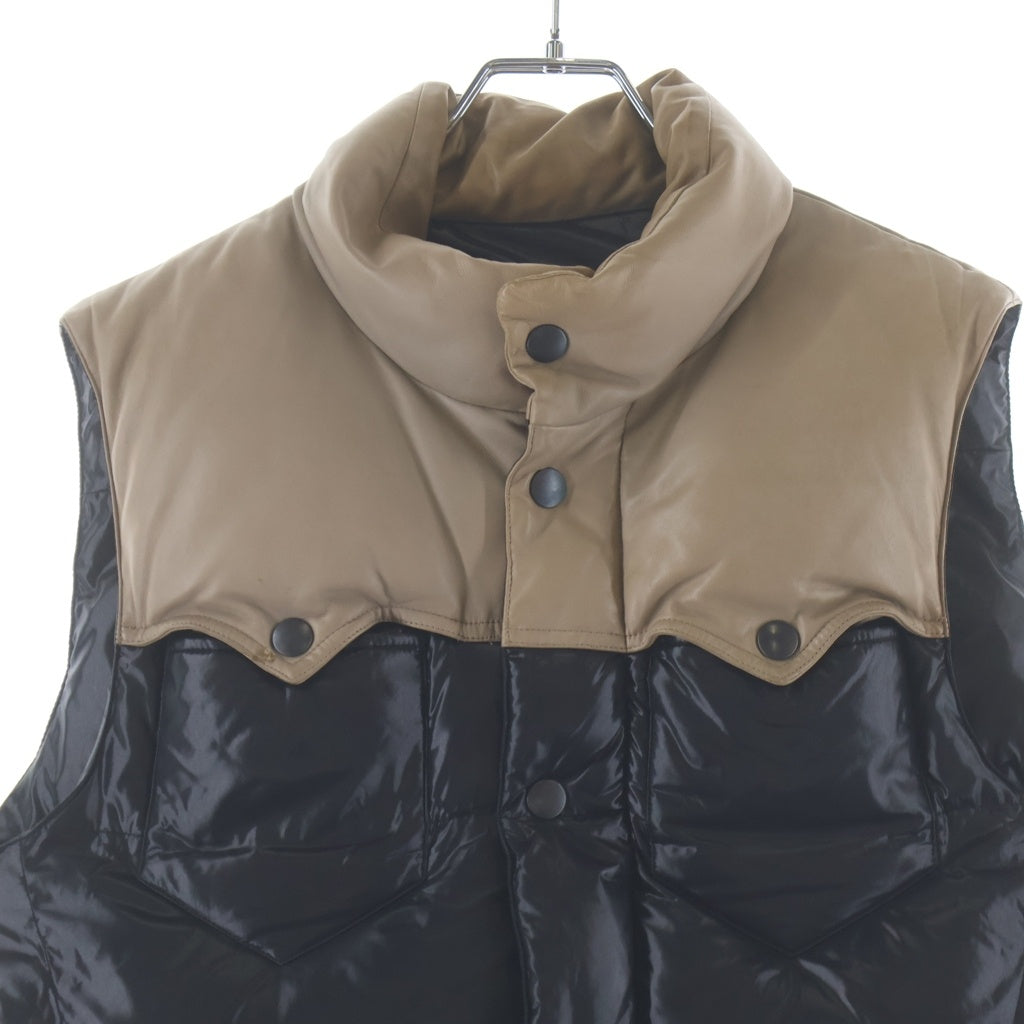 NUMBER (N)INE(ナンバーナイン) 07AW ダブルジップレザーダウンベスト LOVE GOD MURDER期 ラムレザー 切り替え ブラック/べージュ F07-NJ049
