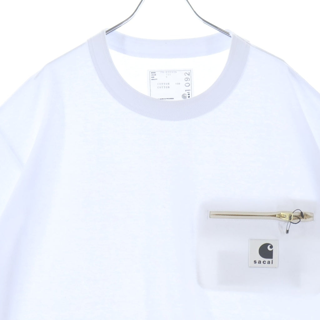 Sacai(サカイ) 26SS ×Carhartt WIP Cotton Jersey カーハート コットン半袖Tシャツ カットソー ホワイト 26-01092S
