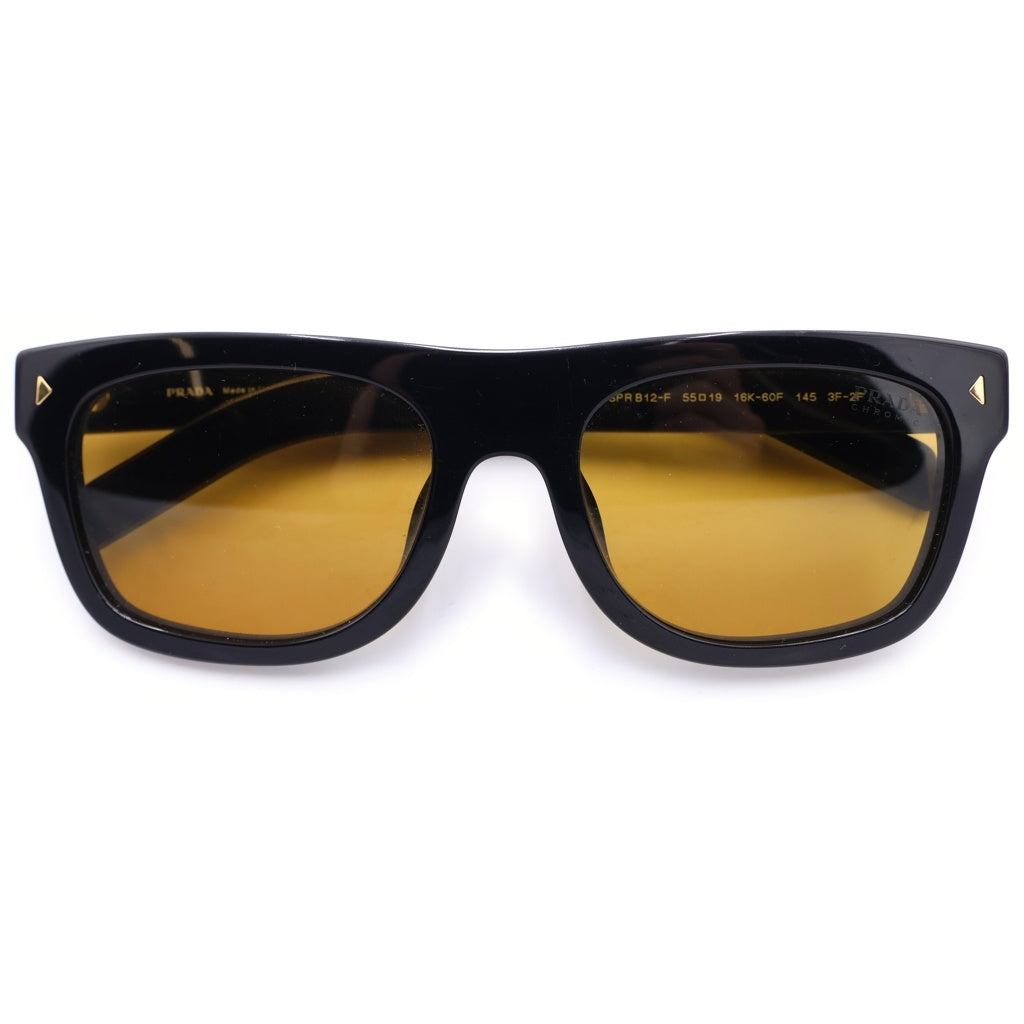 PRADA(プラダ) ブラックフレーム ウェリントン サングラス アイウェア ブラック/イエロー SPR B12-F