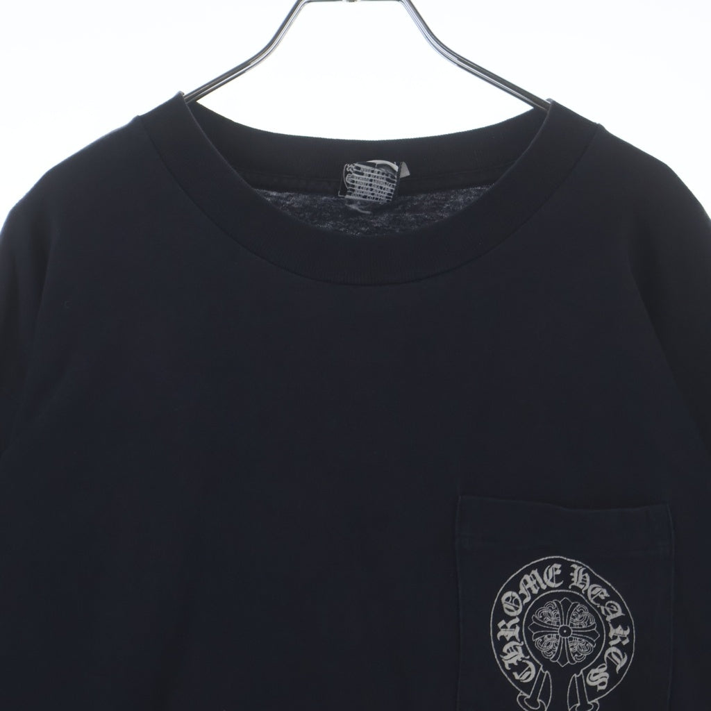 CHROME HEARTS(クロムハーツ) OLD HORSE SHOE L/S TEE オールド ホースシュー ロゴプリント ロングスリーブ クルーネック長袖ポケットTシャツ カットソー ブラック