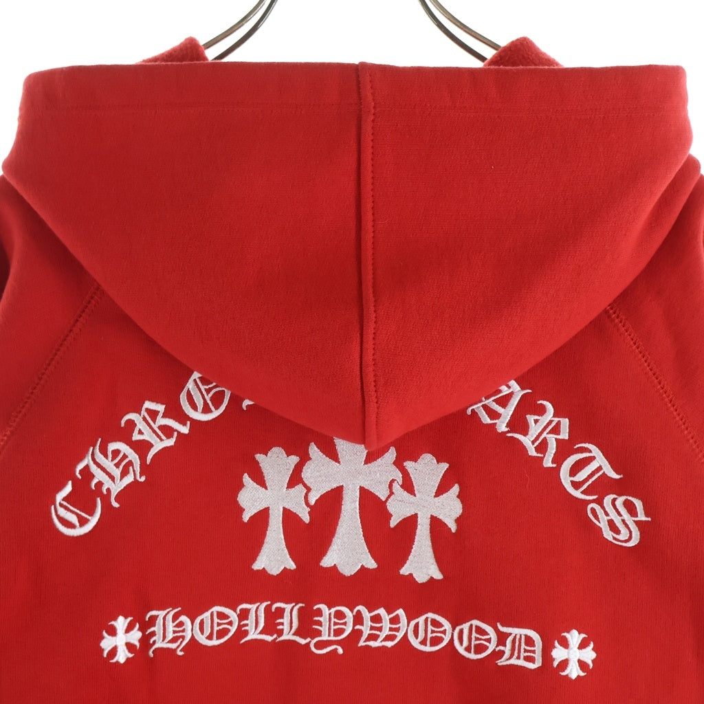 CHROME HEARTS(クロムハーツ) Y NOT Cemetery Cross Zipup Hoodie King Taco ワイノットセメタリークロスジップアップフーディ パーカー ロゴ刺繍 レッド キングタコ
