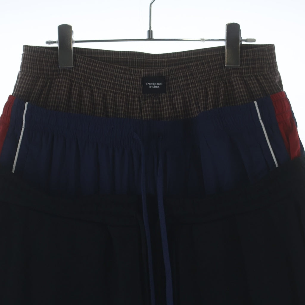 Protocol Index(プロトコル インデックス) 3 Layered Sweat Pants 3レイヤードスウェットパンツ ドローストリングドッキングワイドパンツ ブラック