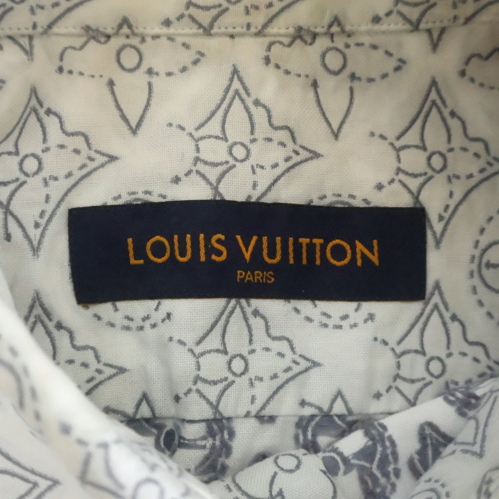 LOUIS VUITTON(ルイヴィトン) 21AW モノグラムフラワーパターン コットン長袖シャツ 総柄 ホワイト RM212Q EO4 HLS43W