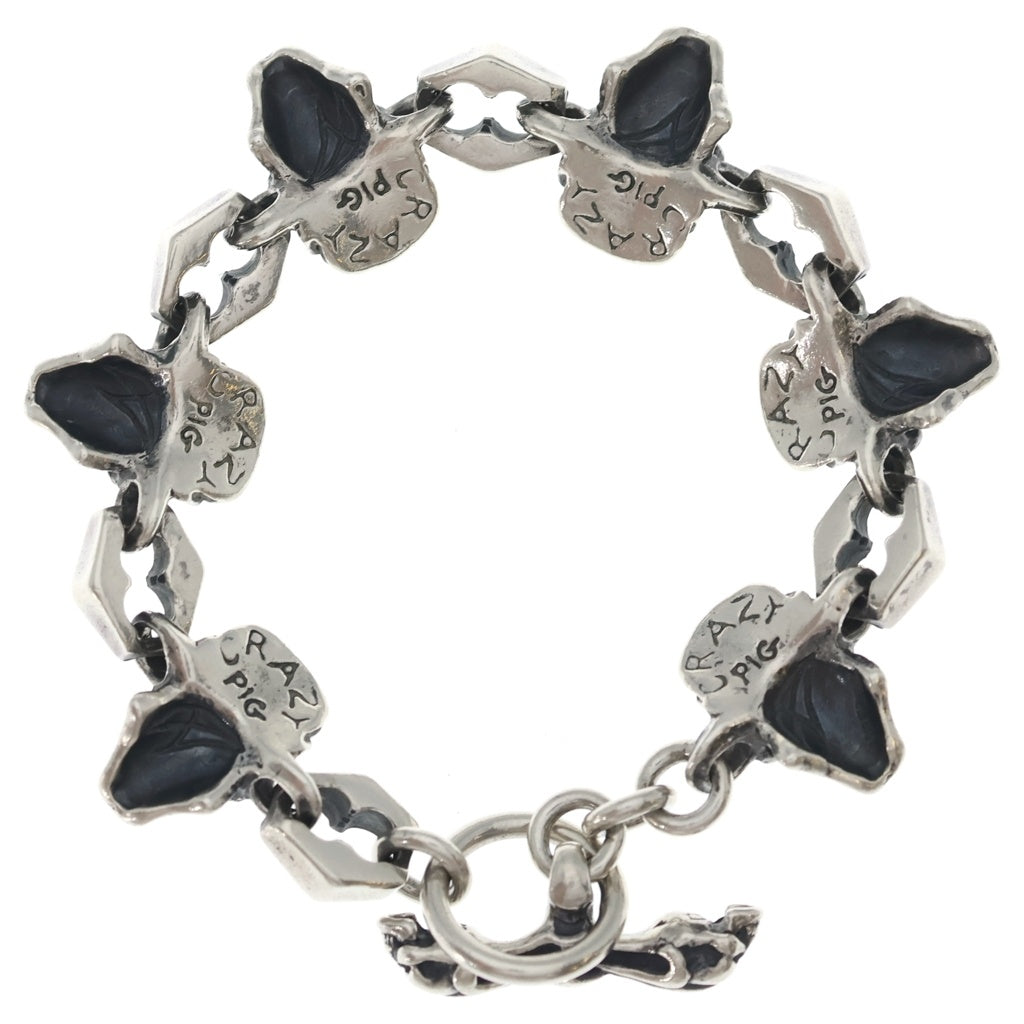 CRAZY PIG(クレイジーピッグ) SKULL LINK BRACELET スカル リンク ブレスレット シルバー