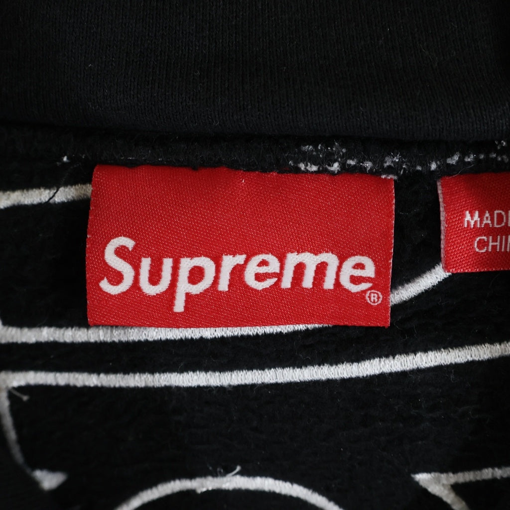 SUPREME(シュプリーム) 23AW 25AW Satin Applique Hooded Sweatshirt サテンアップリケフーディー プルオーバーパーカー ブラック