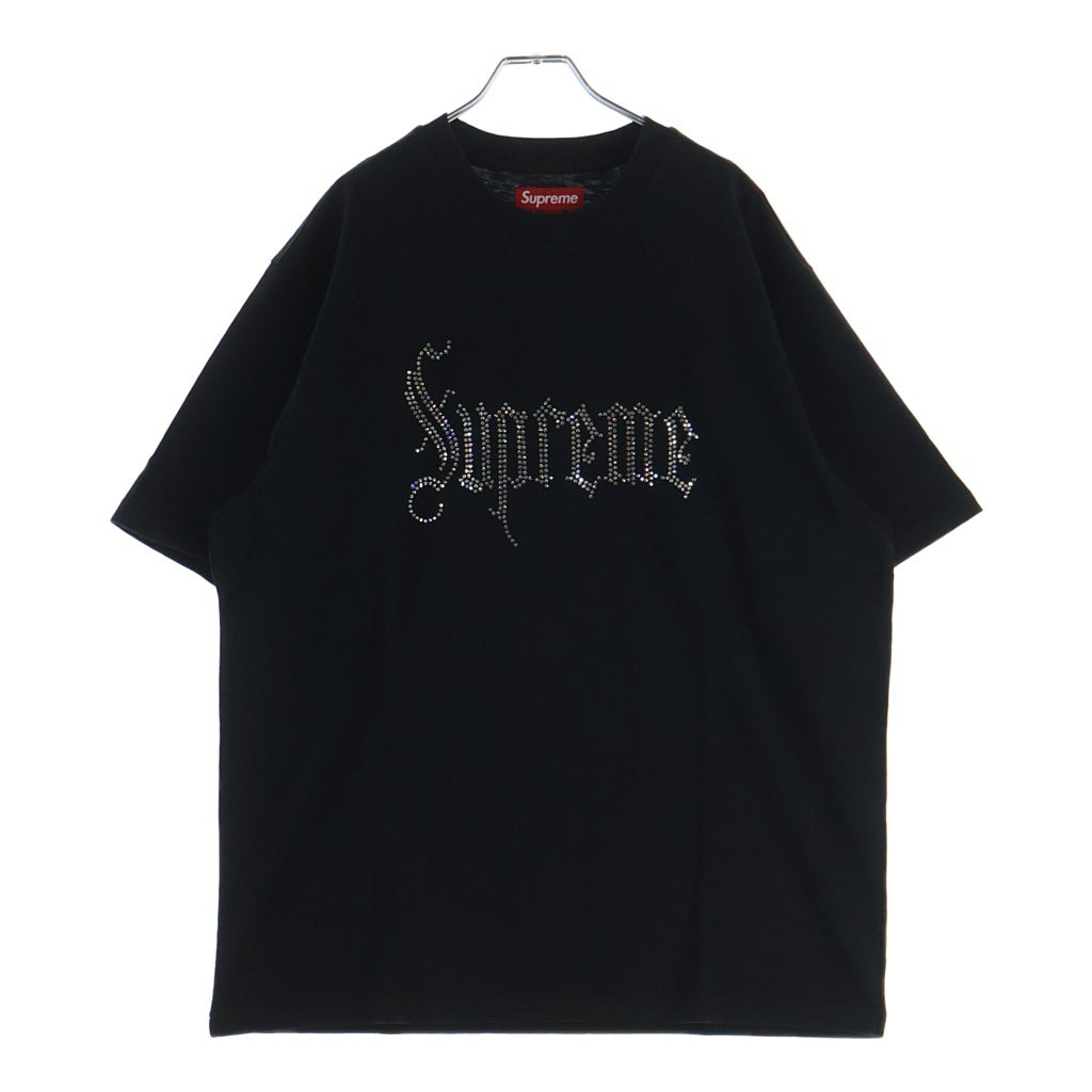 SUPREME(シュプリーム) 21SS Old English Rhinestone S/S Top オールドイングリッシュ ラインストーン 半袖Tシャツ カットソー ブラック