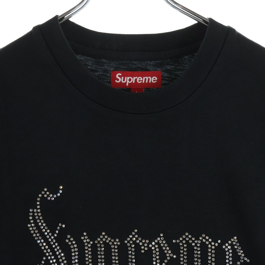 SUPREME(シュプリーム) 21SS Old English Rhinestone S/S Top オールドイングリッシュ ラインストーン 半袖Tシャツ カットソー ブラック
