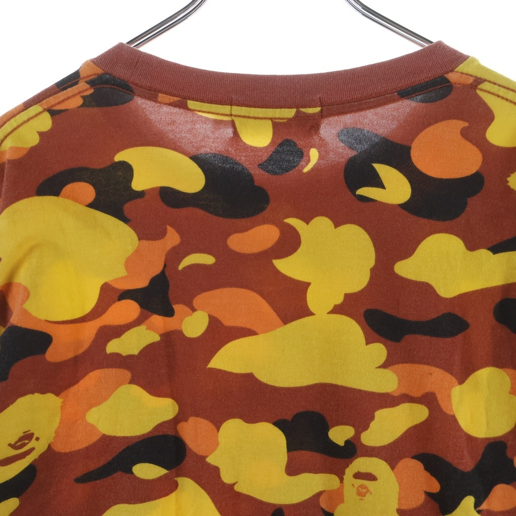 A BATHING APE(アベイシングエイプ) 1ST CAMO SHARK LONG SLEEVE TEE 1STカモ シャーク プリント長袖Tシャツ カットソー オレンジ