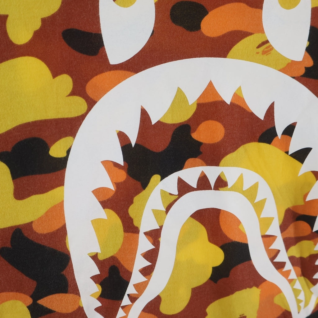 A BATHING APE(アベイシングエイプ) 1ST CAMO SHARK LONG SLEEVE TEE 1STカモ シャーク プリント長袖Tシャツ カットソー オレンジ