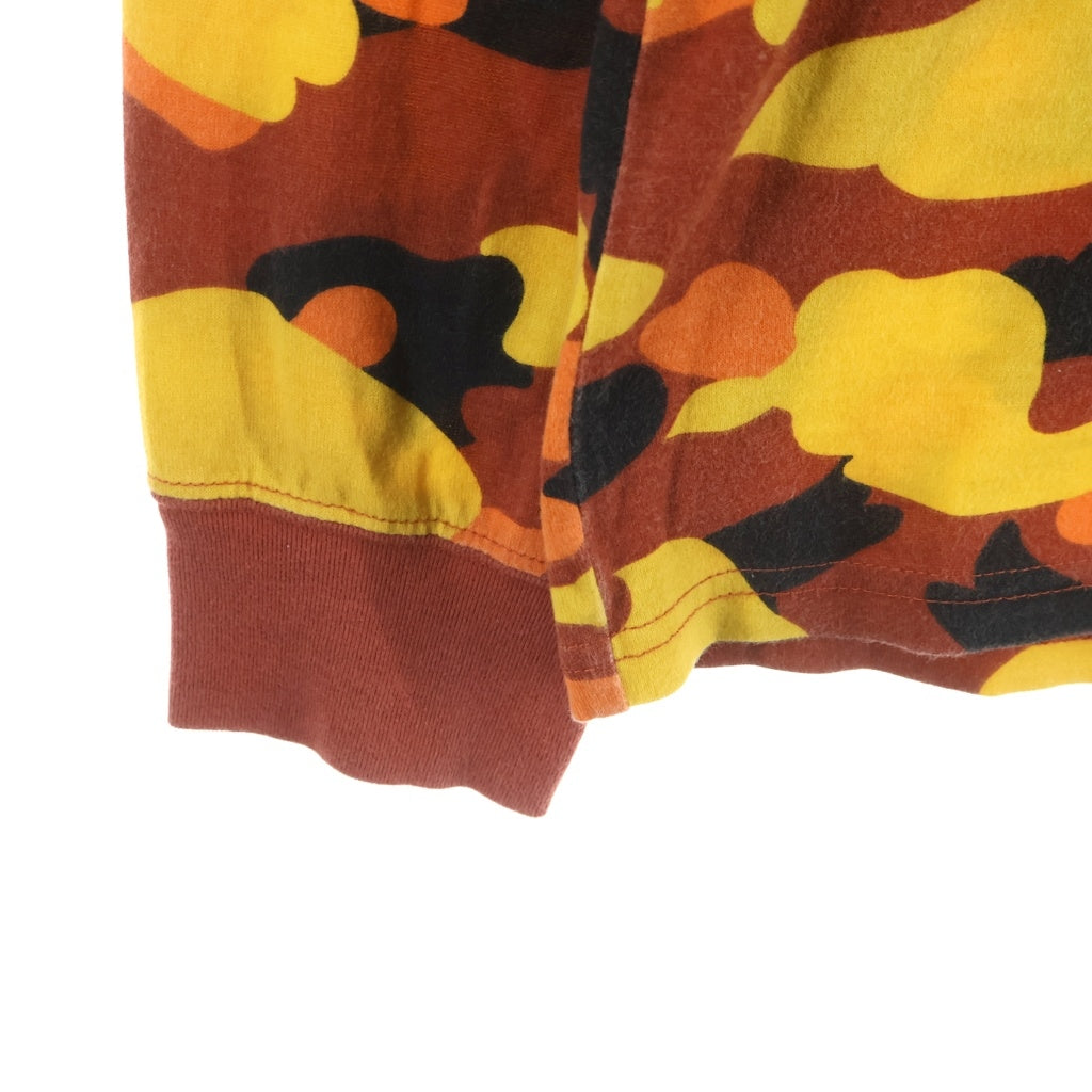 A BATHING APE(アベイシングエイプ) 1ST CAMO SHARK LONG SLEEVE TEE 1STカモ シャーク プリント長袖Tシャツ カットソー オレンジ