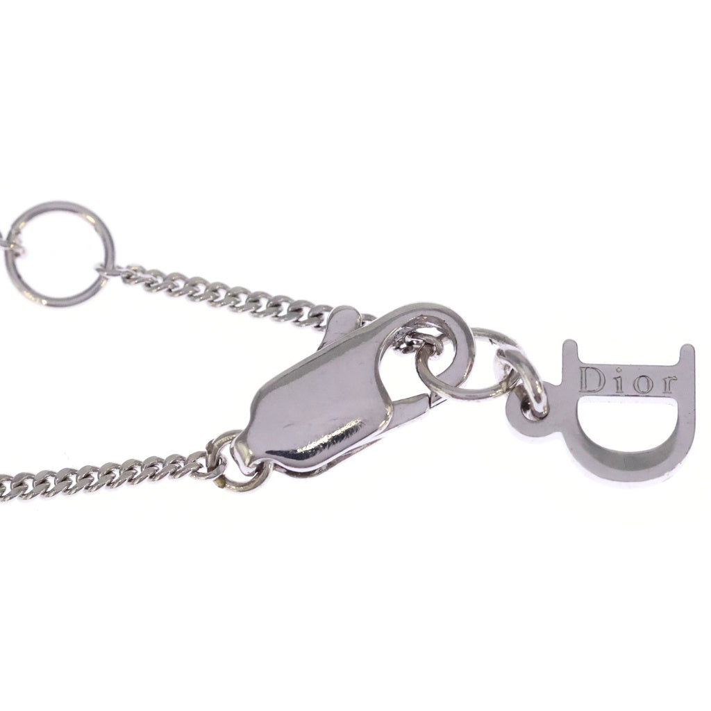 DIOR(ディオール) フェイクパール ロゴ ストーン ネックレス シルバー レディース