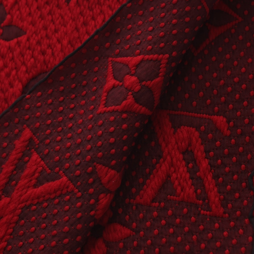 LOUIS VUITTON(ルイヴィトン) エシャルプ ロゴマニア LVロゴ マフラー シルク ウール M72432 レッド レディース
