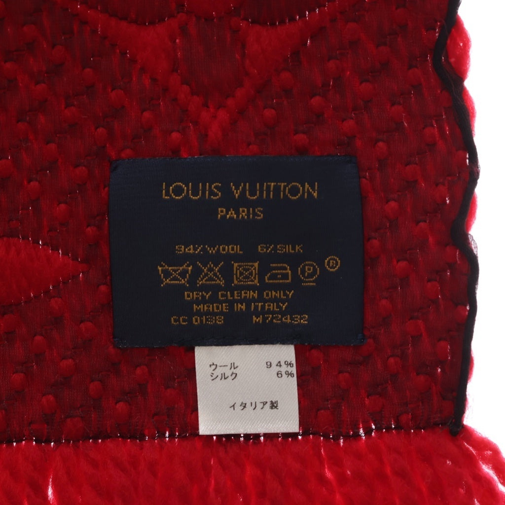 LOUIS VUITTON(ルイヴィトン) エシャルプ ロゴマニア LVロゴ マフラー シルク ウール M72432 レッド レディース