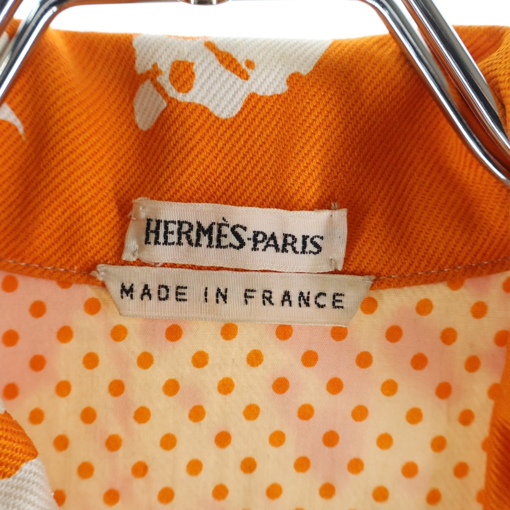 HERMES(エルメス) マルジェラ期 ペイント デニムジャケット レディース ホワイト/オレンジ