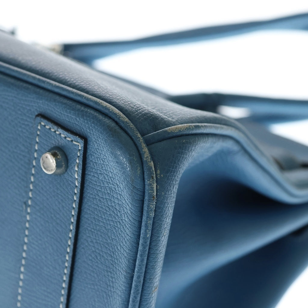 NO BRAND(ノーブランド) 【HENRY HIGH CLASS ヘンリー ハイクラス】 トートバッグ ハンドバッグ ブラック レザー ケリー型 ブルー レディース