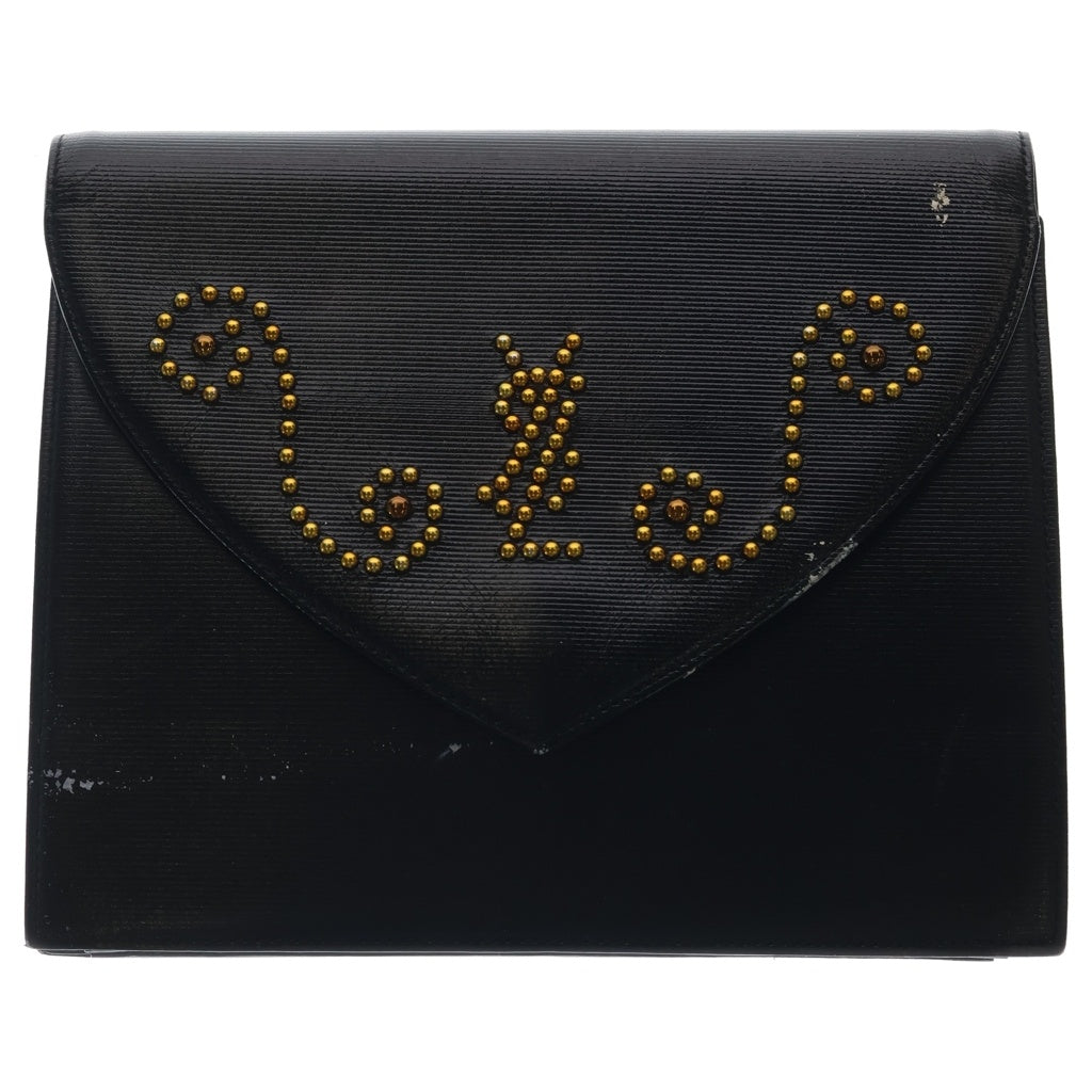 YVES SAINT LAURENT(イヴサンローラン) ヴィンテージ スタッズ付き クラッチバッグ ブラック レディース