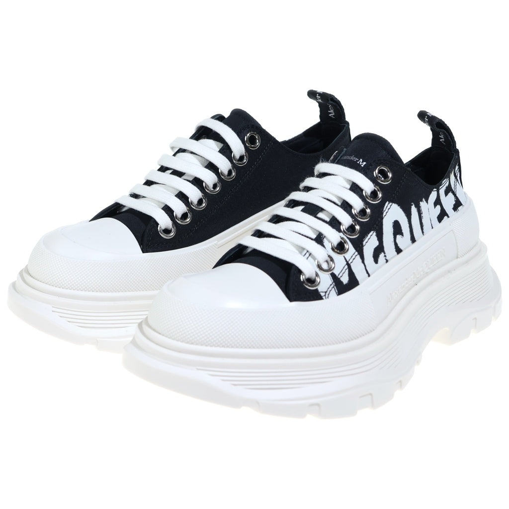 Alexander McQueen(アレキサンダーマックイーン) TREAD SLICK LOW LACE UP GRAFFITI グラフィック ローカットスニーカー レディース 708753 ブラック/ホワイト 708753 箱付