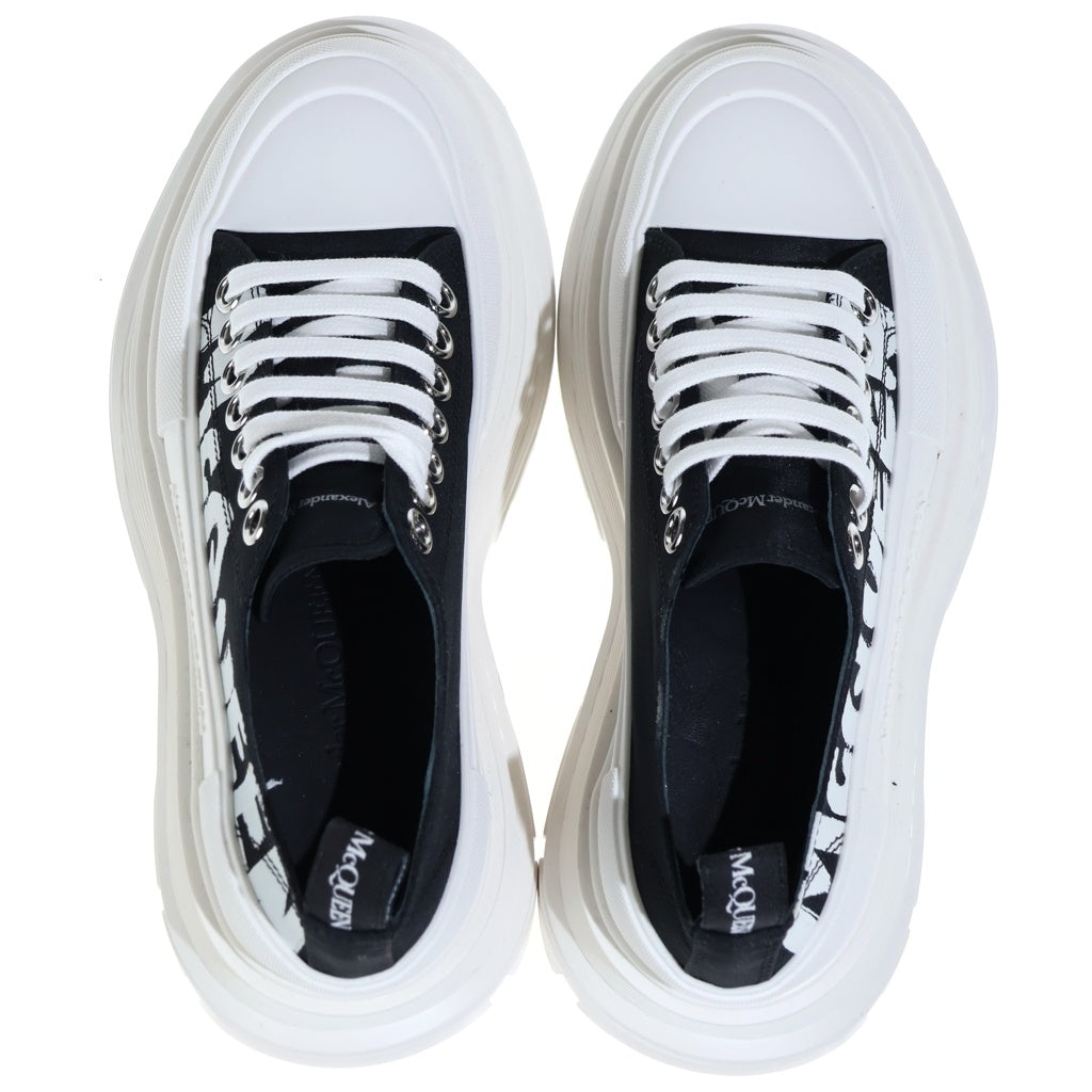 Alexander McQueen(アレキサンダーマックイーン) TREAD SLICK LOW LACE UP GRAFFITI グラフィック ローカットスニーカー レディース 708753 ブラック/ホワイト 708753 箱付