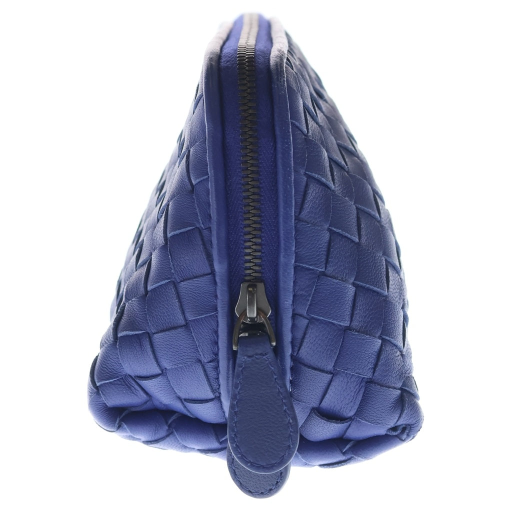 BOTTEGA VENETA(ボッテガヴェネタ) イントレチャート レザー コスメ ポーチ ネイビー レディース