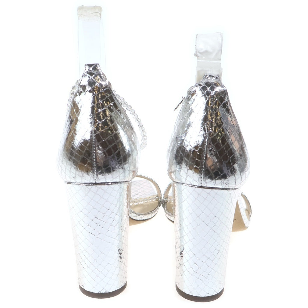 JIMMY CHOO(ジミーチュウ) NEENA 100.AFX メタリックレザー ヒールサンダル シルバー レディース