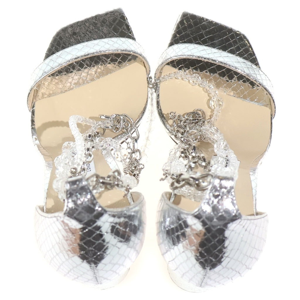 JIMMY CHOO(ジミーチュウ) NEENA 100.AFX メタリックレザー ヒールサンダル シルバー レディース