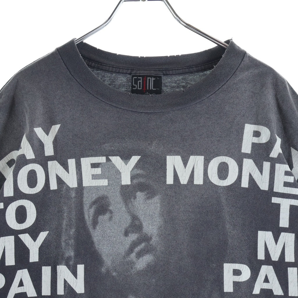 SAINT MICHAEL(セントマイケル) 24SS PTP_SS TEE STAY REAL プリント半袖Tシャツ カットソー ブラック SM-YS8-0000-C49