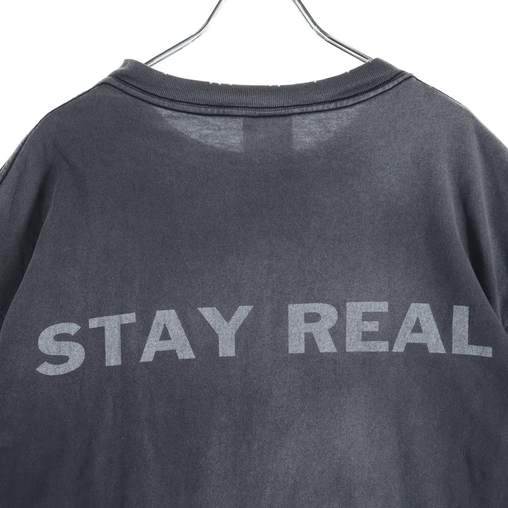 SAINT MICHAEL(セントマイケル) 24SS PTP_SS TEE STAY REAL プリント半袖Tシャツ カットソー ブラック SM-YS8-0000-C49