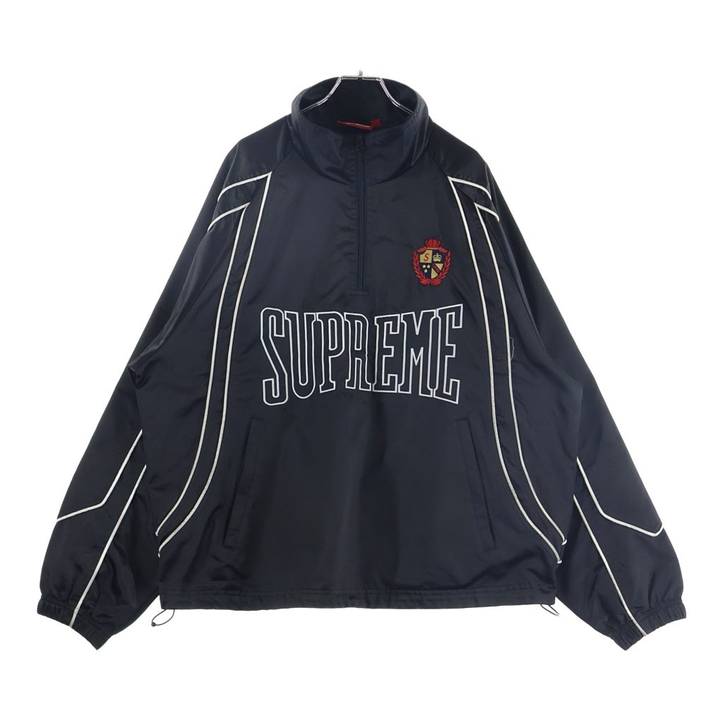 SUPREME(シュプリーム) 25SS Satin Piping Pullover サテン パイピング ロゴエンブロイダリー プルオーバー ブラック