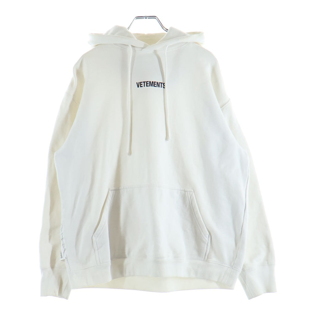 VETEMENTS(ヴェトモン) 19AW LOGO HOODIE ロゴプリントフーディー プルオーバーパーカー ホワイト UAH20TR725