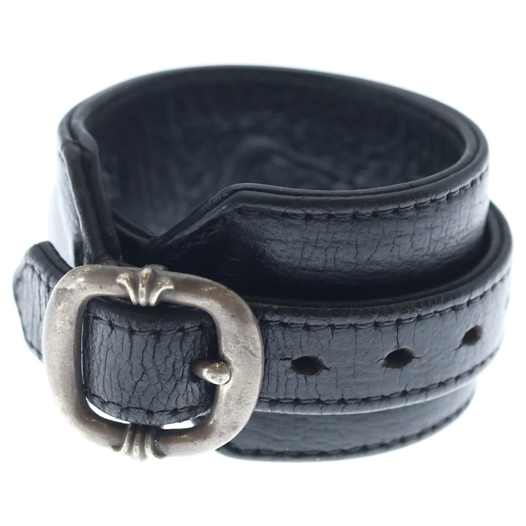 CHROME HEARTS(クロムハーツ) R&R TINY BUCKLE ガンスリンガー タイニーバックル レザーブレスレット チョーカー ブラック/シルバー