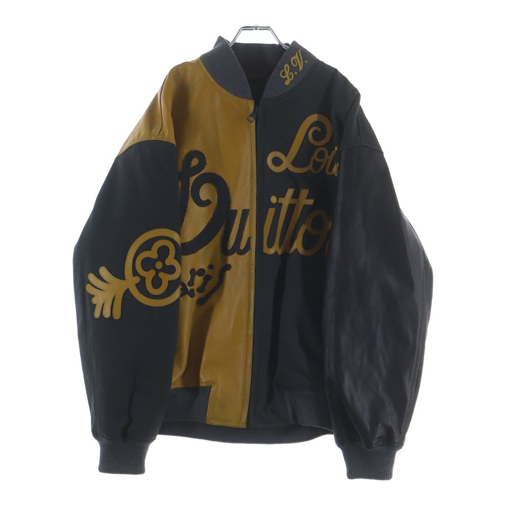 LOUIS VUITTON(ルイヴィトン) 23SS ミックスキャンバスレザーボンバージャケット ジップアップブルゾン ブラック/イエロー RM231 XS0 HOL76E
