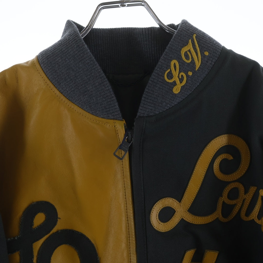 LOUIS VUITTON(ルイヴィトン) 23SS ミックスキャンバスレザーボンバージャケット ジップアップブルゾン ブラック/イエロー RM231 XS0 HOL76E