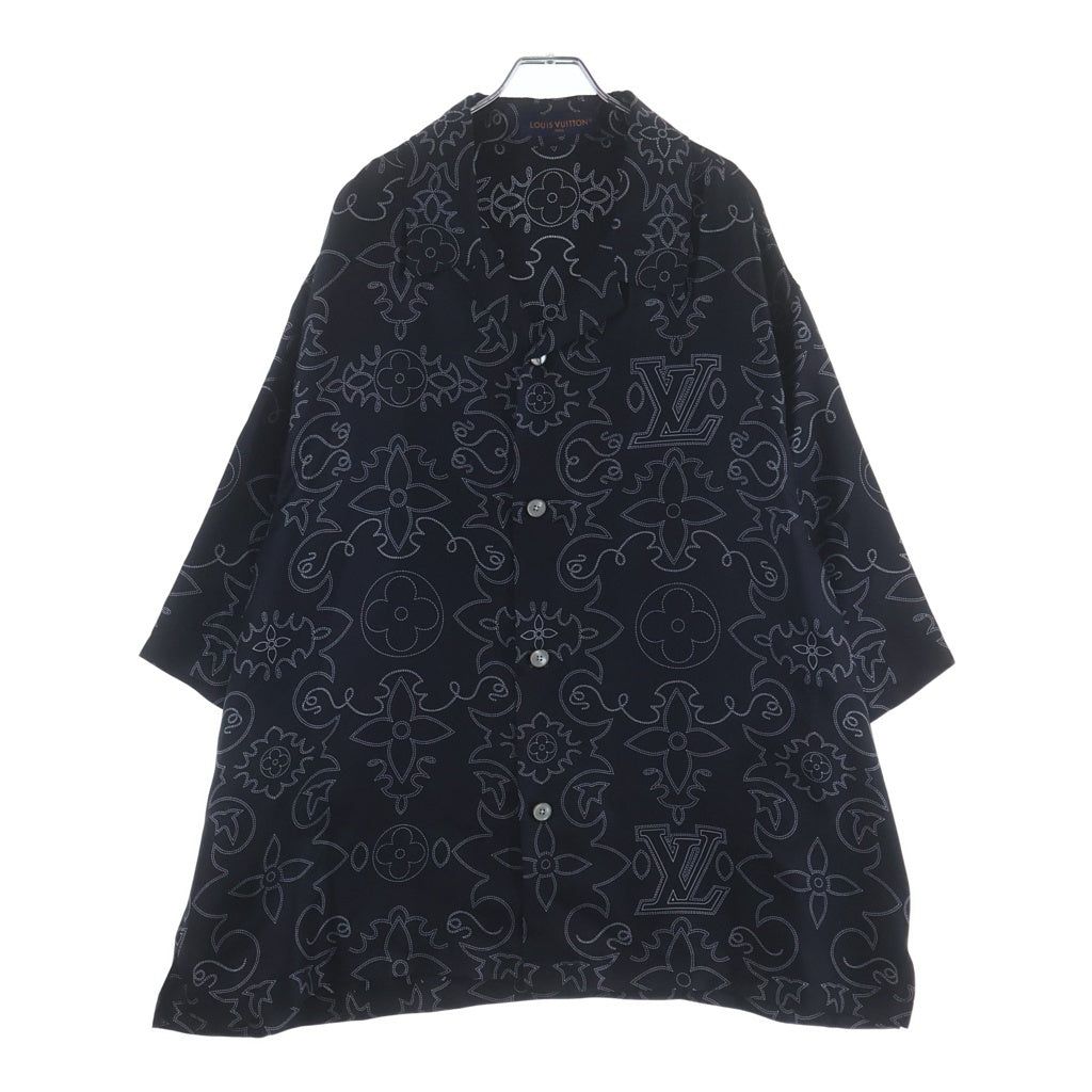 LOUIS VUITTON(ルイヴィトン) 24AW モノグラムアラベスクシルクシャツ 半袖シャツ ブラック RM242M MRR HRS99W
