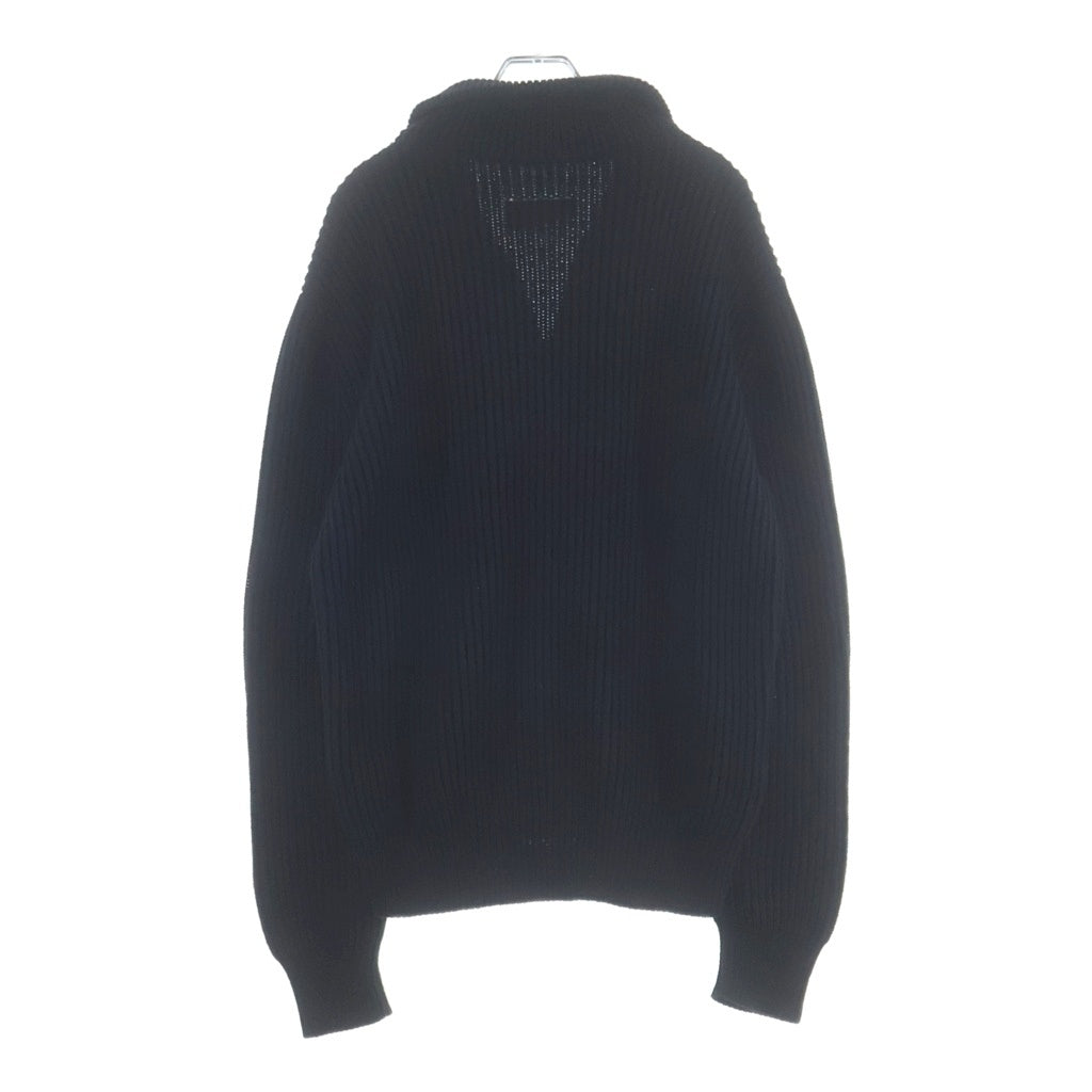 MM6 Maison Margiela(エムエムシックスメゾンマルジェラ) 25AW リブニットスポーツジャケット ドライバーズニット コットンジップアップセーター ブラック SH0AM0028 M13039