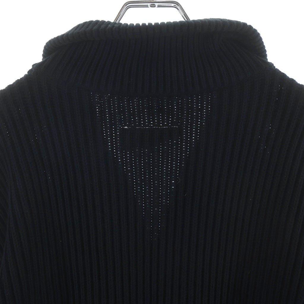 MM6 Maison Margiela(エムエムシックスメゾンマルジェラ) 25AW リブニットスポーツジャケット ドライバーズニット コットンジップアップセーター ブラック SH0AM0028 M13039