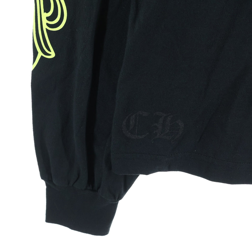 CHROME HEARTS(クロムハーツ) HORSESHOE S/S TEE BLACK/NEON YELLOW ホースシュー 袖フローラル プリント ロングスリーブ 長袖Tシャツ カットソーブラック/イエロー