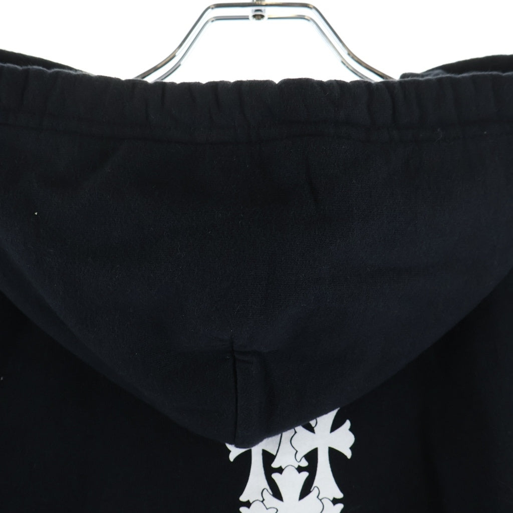 CHROME HEARTS(クロムハーツ) Cross Tire Track Pullover Hoodie クロス タイヤトラック プルオーバーフーディー 袖プリント スクロールロゴ バックボーンプリント CHロゴ ブラック