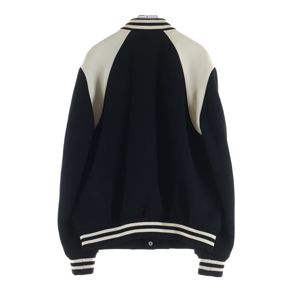 CELINE(セリーヌ) 24SS Classic Teddy Jacket 2V39V896C クラシックテディジャケット レザー切替ウールスタジアムジャケット ブラック/ホワイト