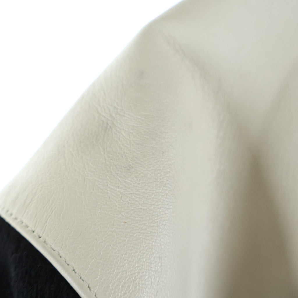 CELINE(セリーヌ) 24SS Classic Teddy Jacket 2V39V896C クラシックテディジャケット レザー切替ウールスタジアムジャケット ブラック/ホワイト