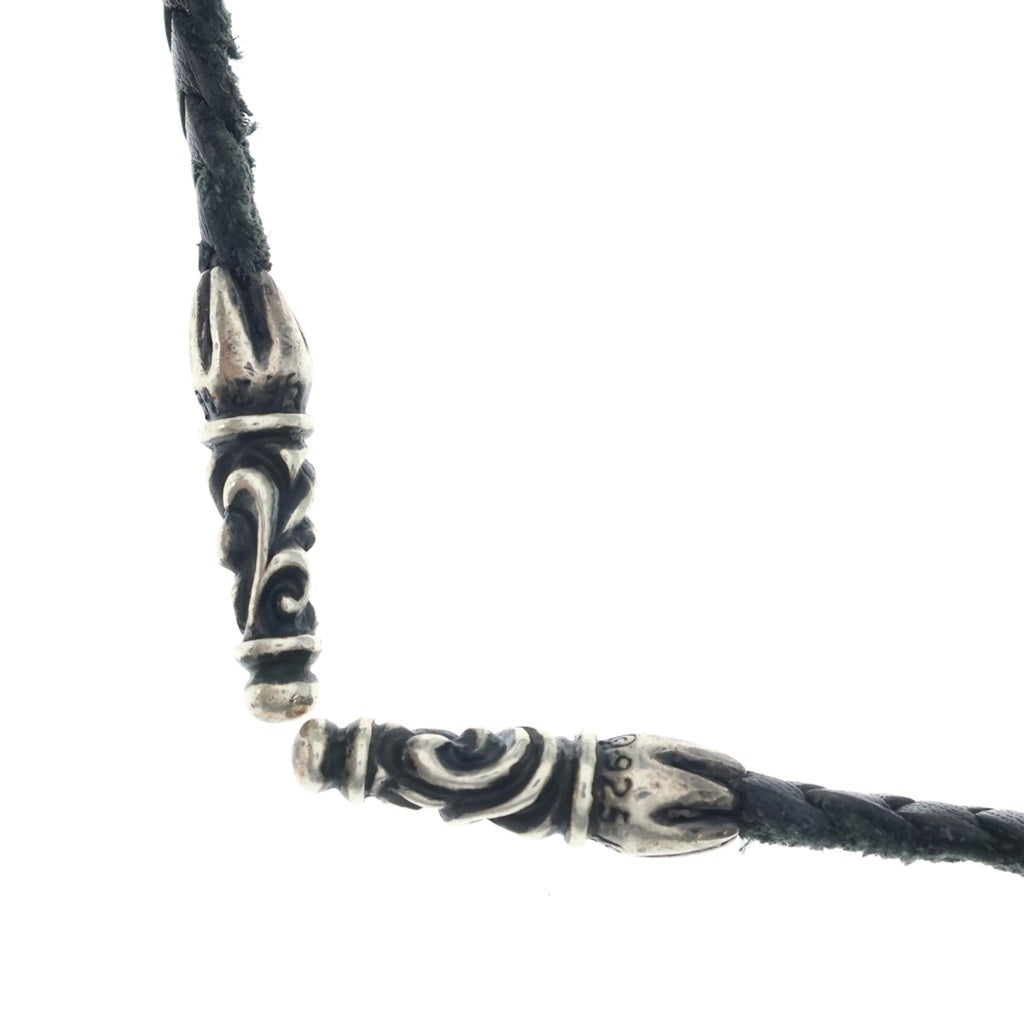 CHROME HEARTS(クロムハーツ) LEATHER BRAID SCROLL ネックレス レザーブレイドネックレス ブラック/シルバー BCA377 -