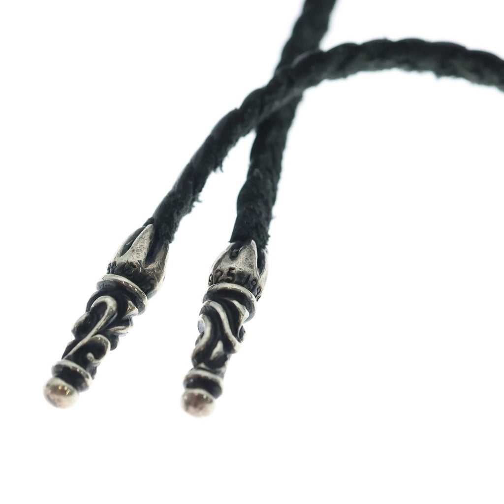 CHROME HEARTS(クロムハーツ) LEATHER BRAID SCROLL ネックレス レザーブレイドネックレス ブラック/シルバー BCA377 -