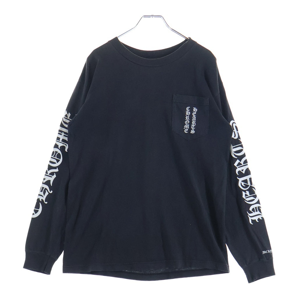 CHROME HEARTS(クロムハーツ) OLD CH L S 1 スクロールラベルプリントロングスリーブTシャツ クルーネック長袖Tシャツ カットソー ブラック