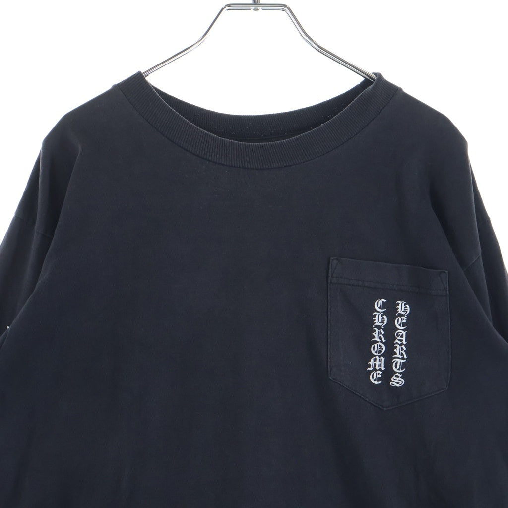 CHROME HEARTS(クロムハーツ) OLD CH L S 1 スクロールラベルプリントロングスリーブTシャツ クルーネック長袖Tシャツ カットソー ブラック