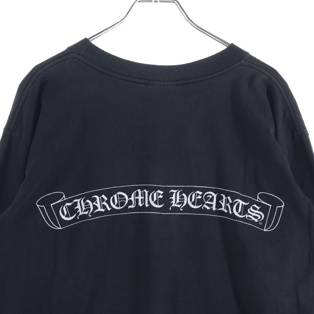 CHROME HEARTS(クロムハーツ) OLD CH L S 1 スクロールラベルプリントロングスリーブTシャツ クルーネック長袖Tシャツ カットソー ブラック