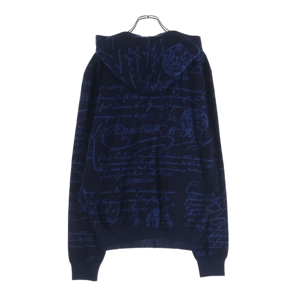 Berluti(ベルルッティ) カリグラフィ スクリット パターン フーディー ジップ パーカー ブルー