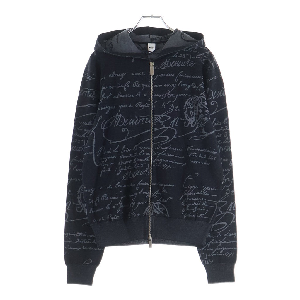 Berluti(ベルルッティ) カリグラフィ スクリット パターン フーディー ジップ パーカー ブラック