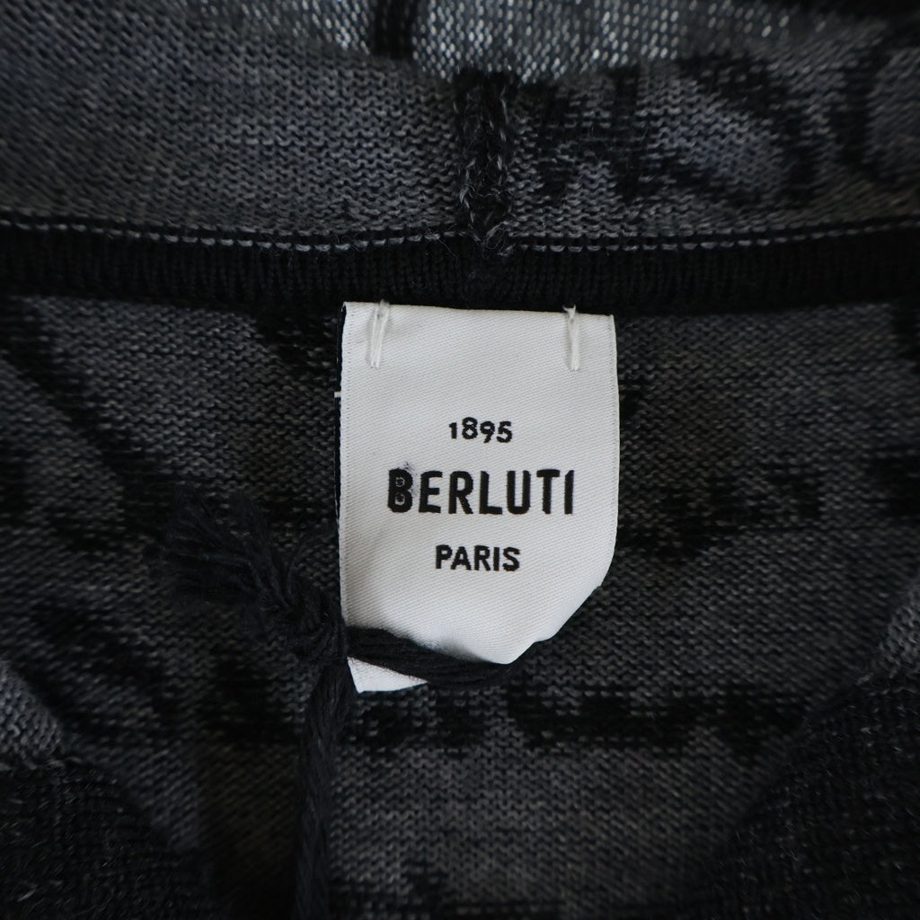 Berluti(ベルルッティ) カリグラフィ スクリット パターン フーディー ジップ パーカー ブラック