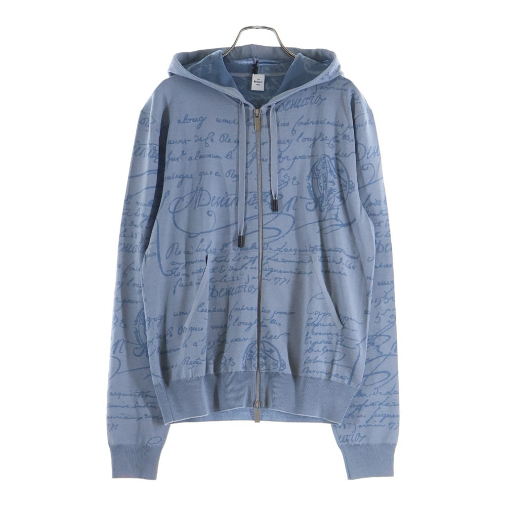 Berluti(ベルルッティ) カリグラフィ スクリット パターン フーディー ジップ パーカー ブルー