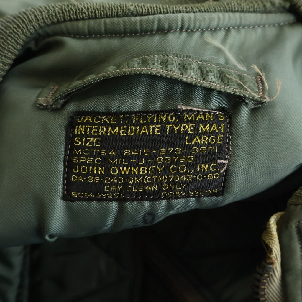 VINTAGE(ヴィンテージ) 50s USAF MA-1 MIL-J-8279B JOHN OWNBEY CO.INC フライトジャケット オリーブ